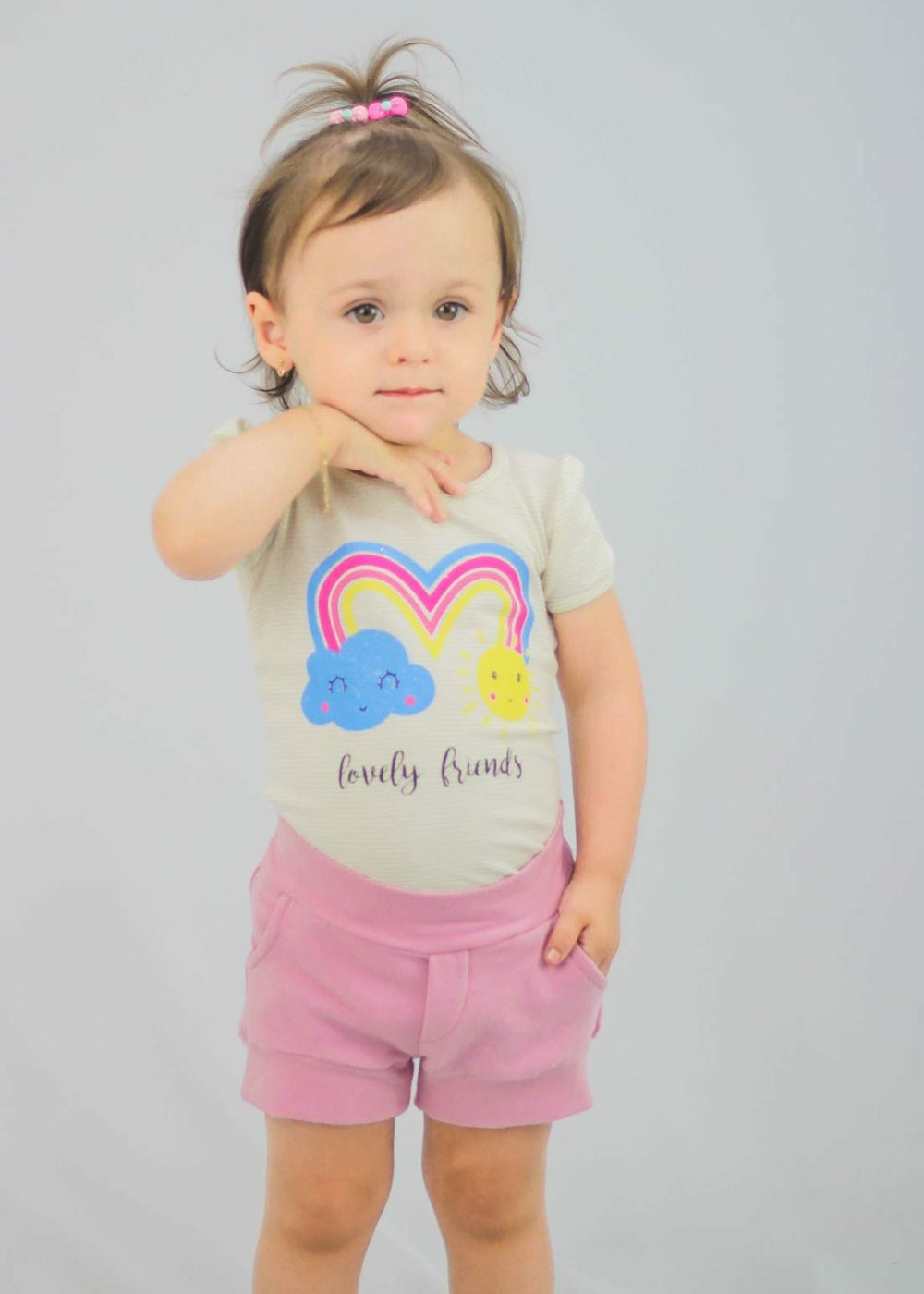CONJUNTO INFANTIL MENINA SHORT SAIA MENINAS FEMININO ALGODÃO