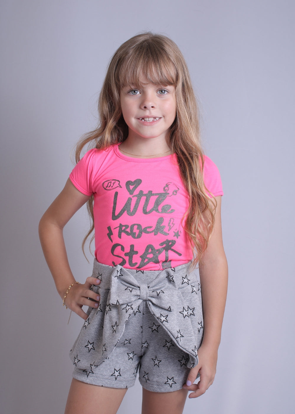 CONJUNTO INFANTIL MENINA SHORT SAIA MENINAS FEMININO ALGODÃO