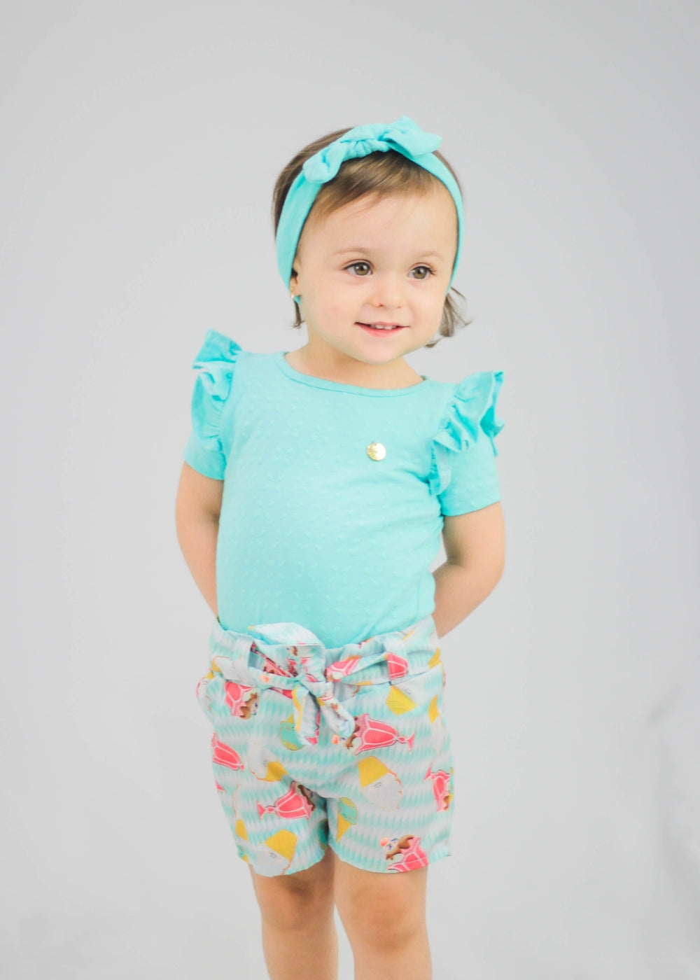 CONJUNTO INFANTIL MENINA SHORT SAIA MENINAS FEMININO ALGODÃO