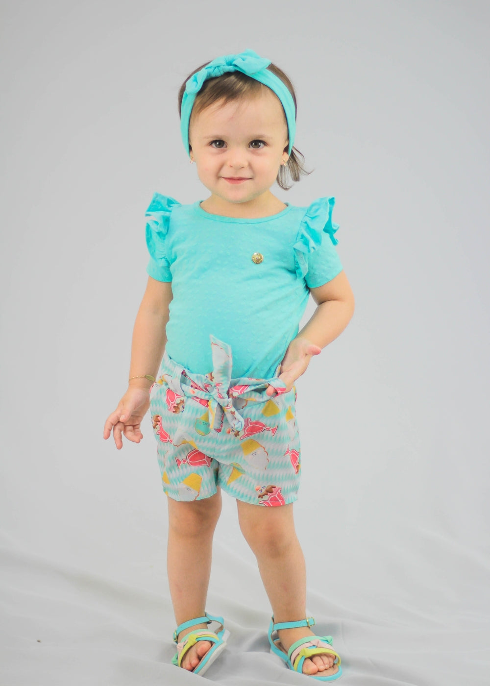 CONJUNTO INFANTIL MENINA SHORT SAIA MENINAS FEMININO ALGODÃO