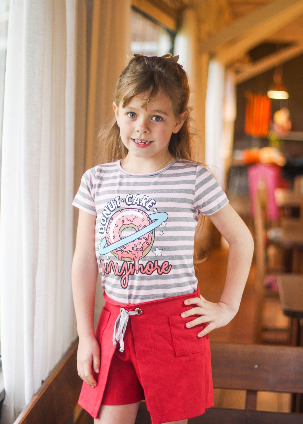 CONJUNTO INFANTIL MENINA SHORT SAIA MENINAS FEMININO ALGODÃO