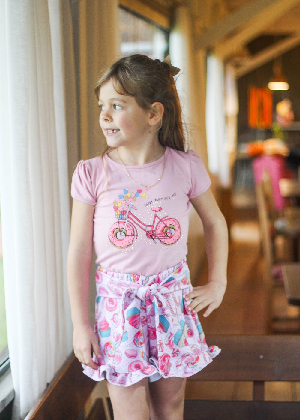 CONJUNTO INFANTIL MENINA SHORT SAIA MENINAS FEMININO ALGODÃO