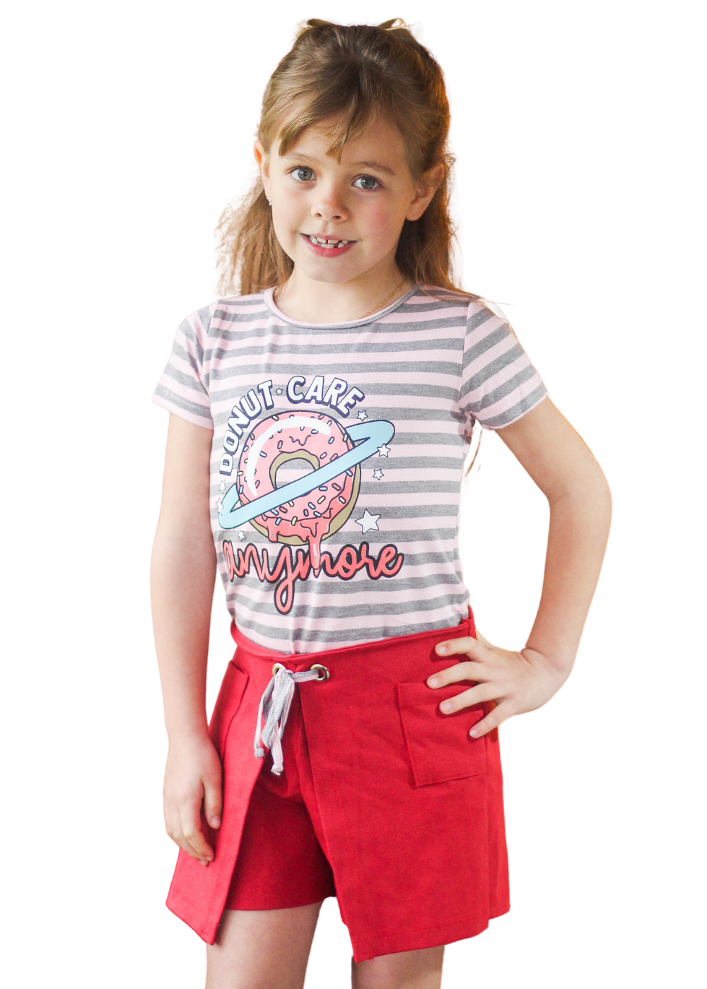 CONJUNTO INFANTIL MENINA SHORT SAIA MENINAS FEMININO ALGODÃO