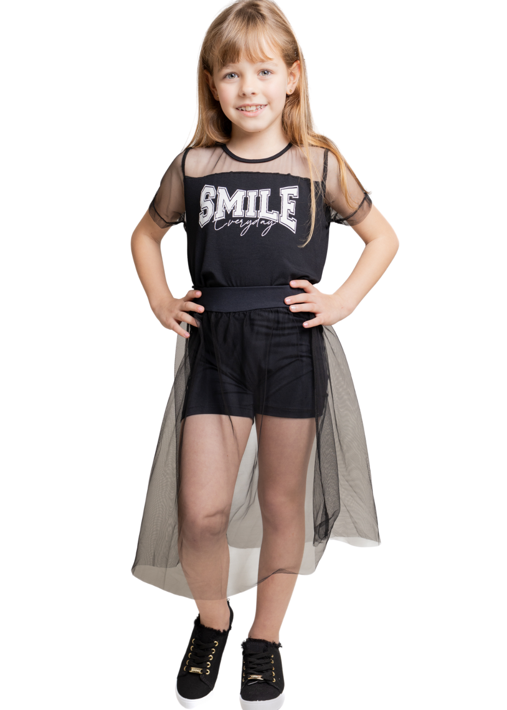 CONJUNTO INFANTIL MENINA SHORT SAIA MENINAS FEMININO ALGODÃO