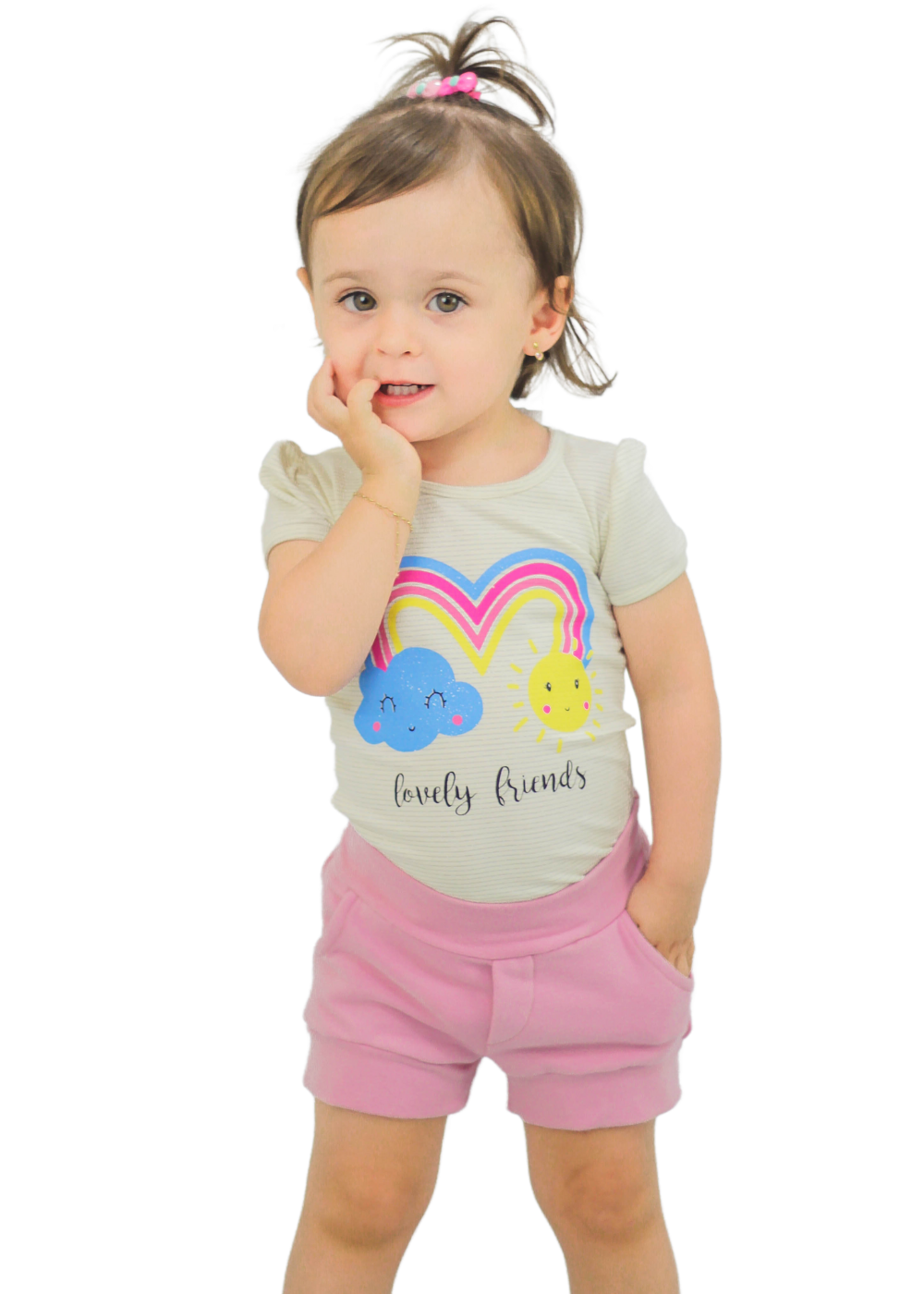 CONJUNTO INFANTIL MENINA SHORT SAIA MENINAS FEMININO ALGODÃO