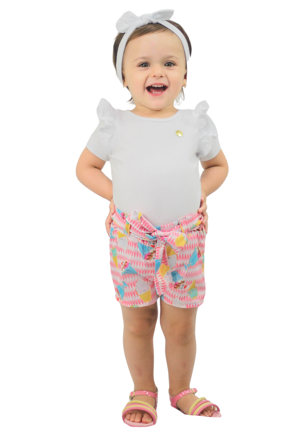 CONJUNTO INFANTIL MENINA SHORT SAIA MENINAS FEMININO ALGODÃO