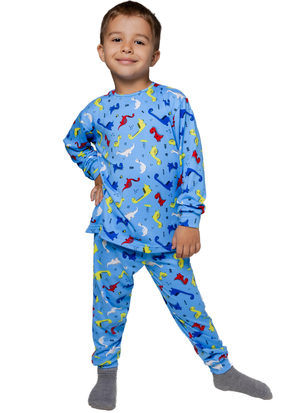 Pijama Inf Masc Suede Menino Manga Longa Inverno