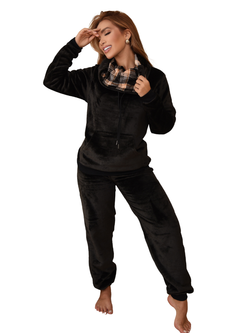 Pijama feminino Adulto Fleece Inverno Plus Size Soft Plush Longo