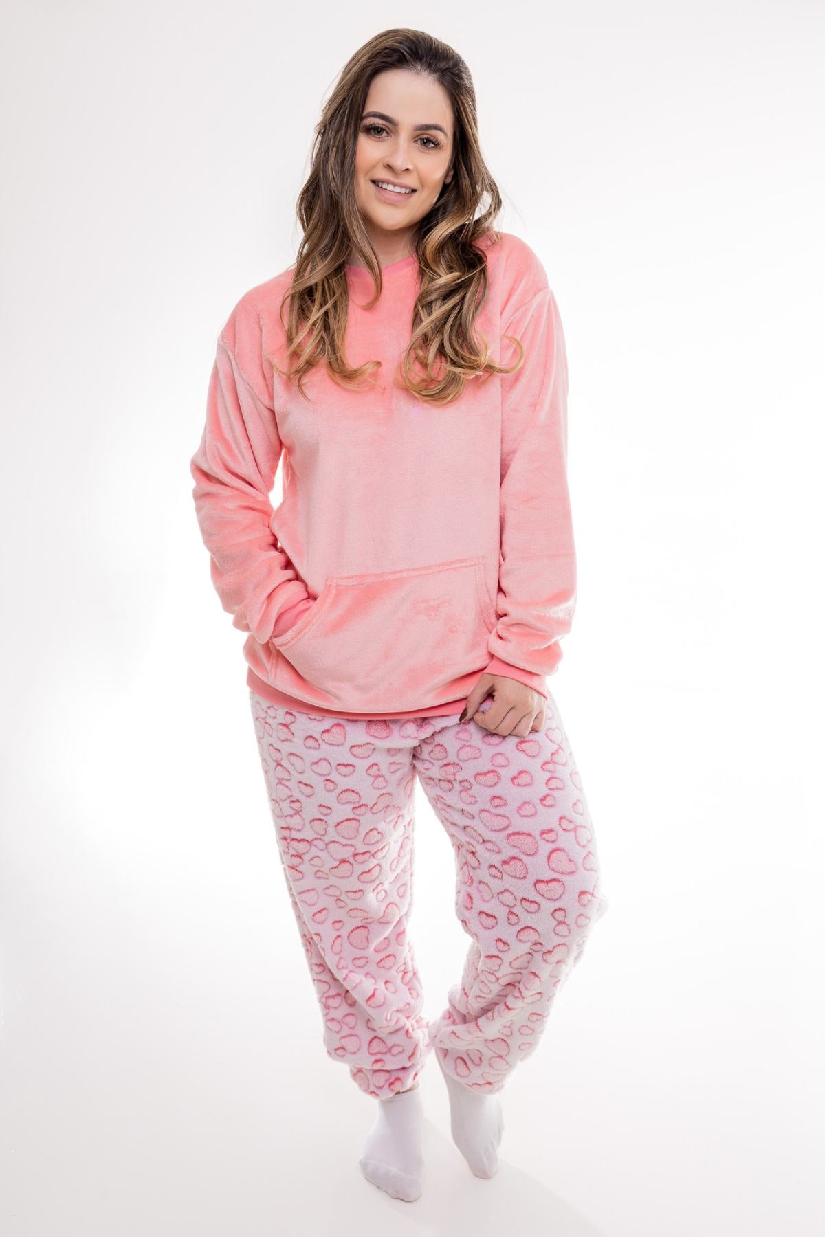 Pijama Inverno Feminino Adulto Fleece Soft Plush