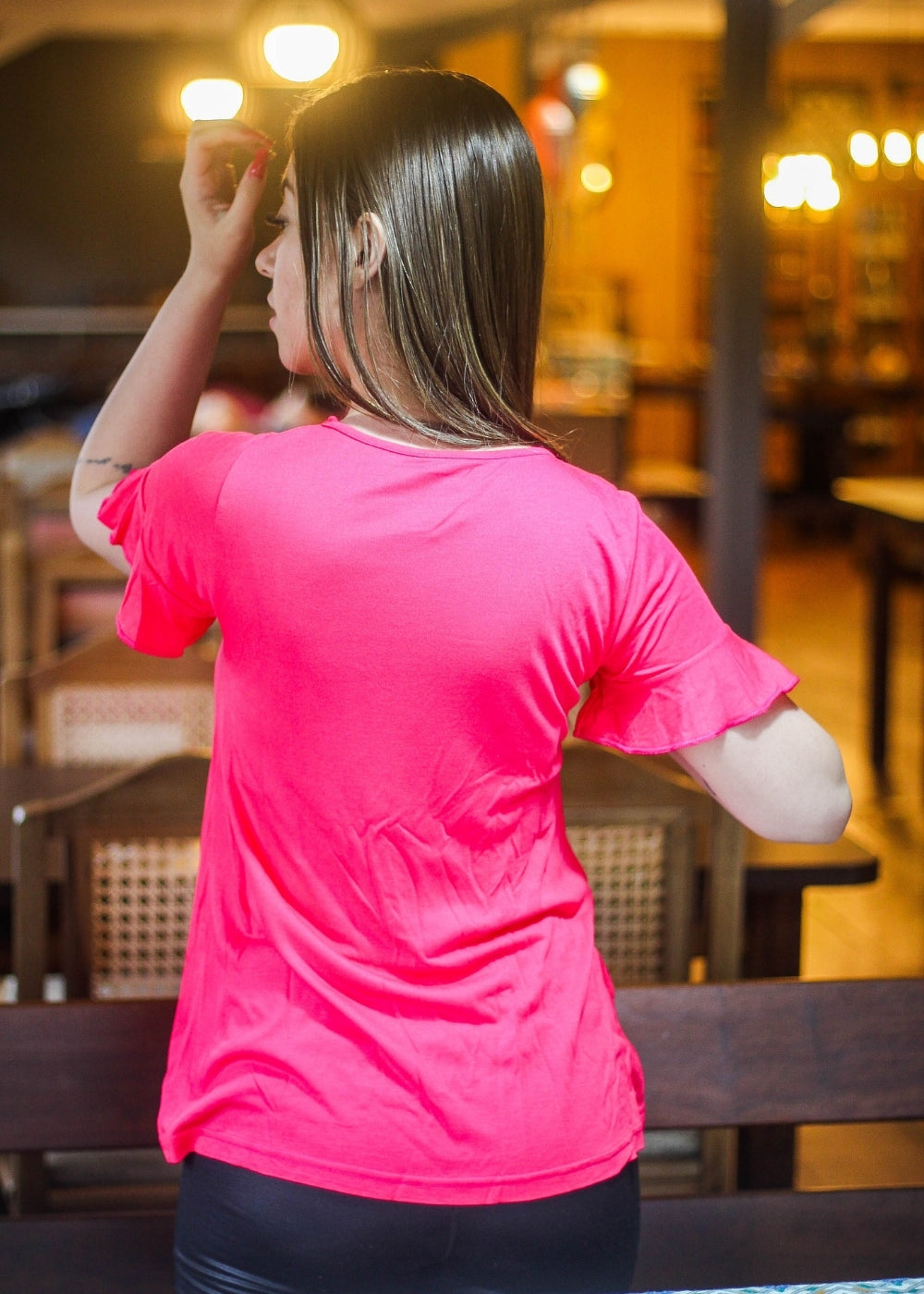 Blusa Feminina Basica Manga Curta Adulto Viscose/elastano