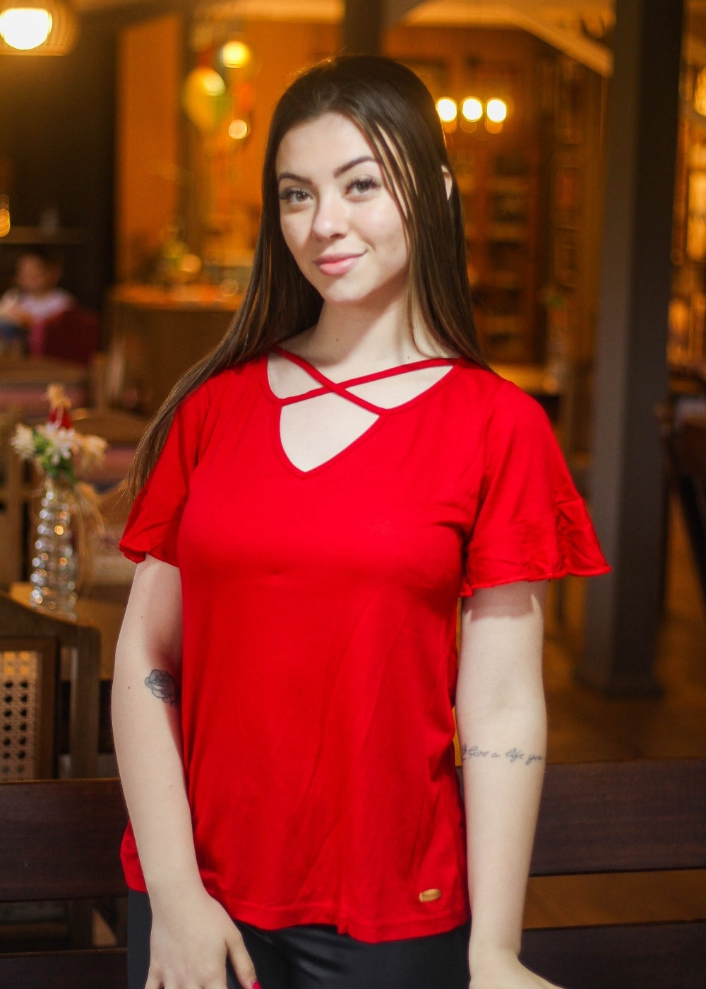 Blusa Feminina Basica Manga Curta Adulto Viscose/elastano