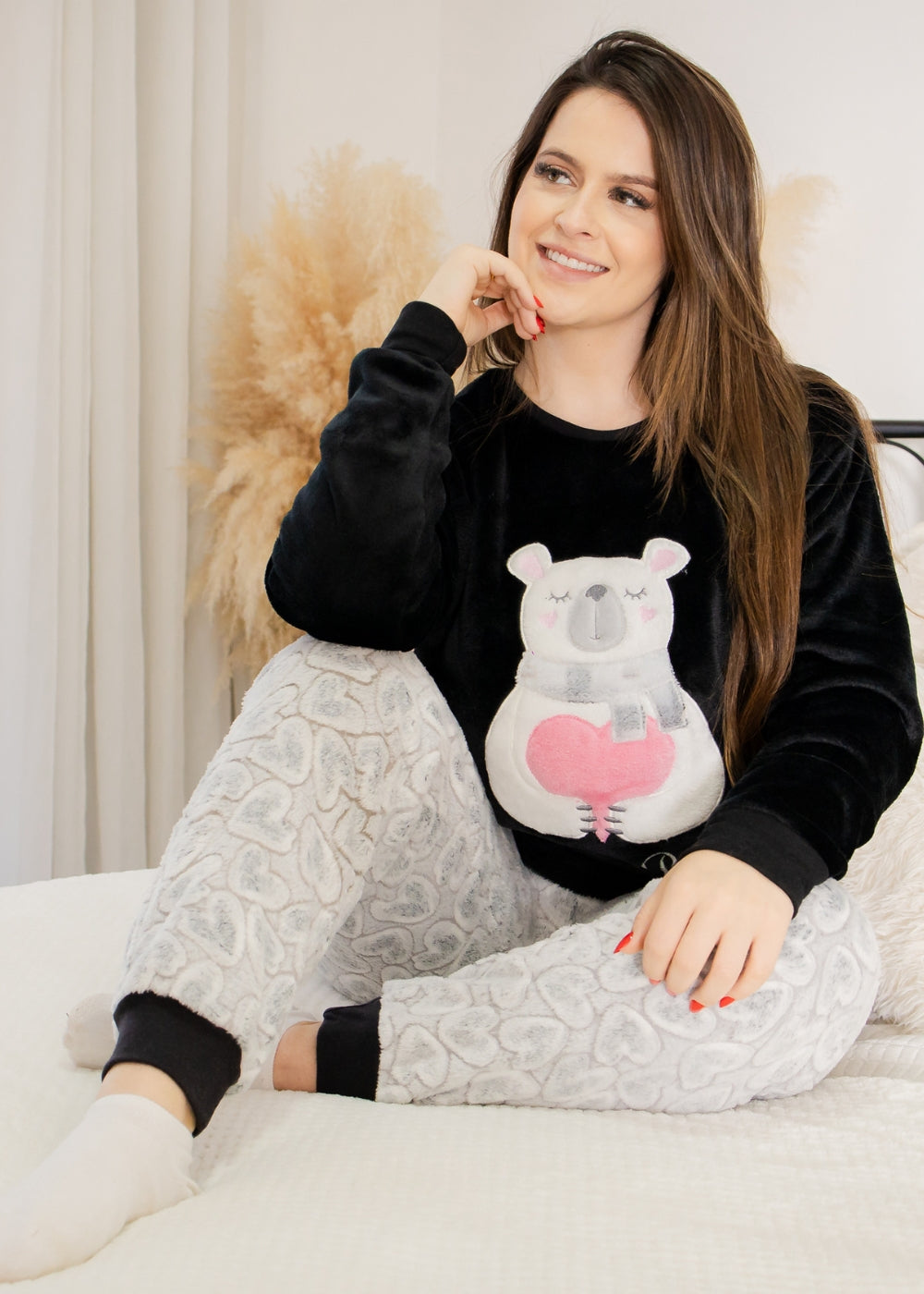 Pijama Feminino Adulto Fleece Inverno Plus Size Soft Plush Longo