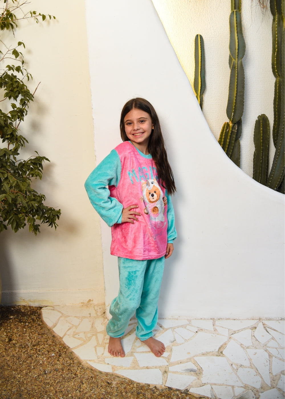 pijama fleece infantil meninas soft longo