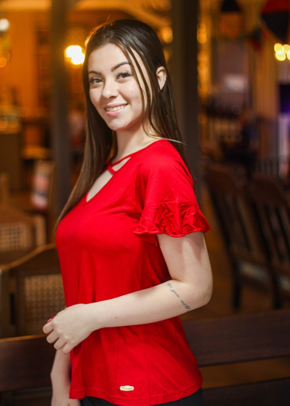 Blusa Feminina Basica Manga Curta Adulto Viscose/elastano