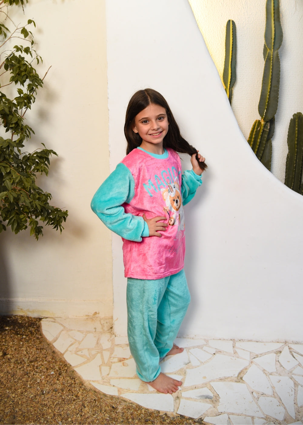 pijama fleece infantil meninas soft longo