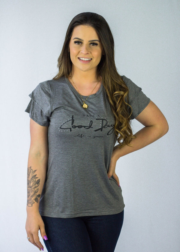 Blusa Feminina Basica Manga Curta Adulto Viscose/elastano
