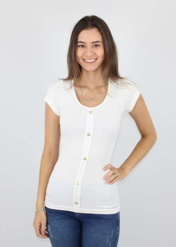 Blusa Feminina Basica Manga Curta Adulto Viscose/elastano