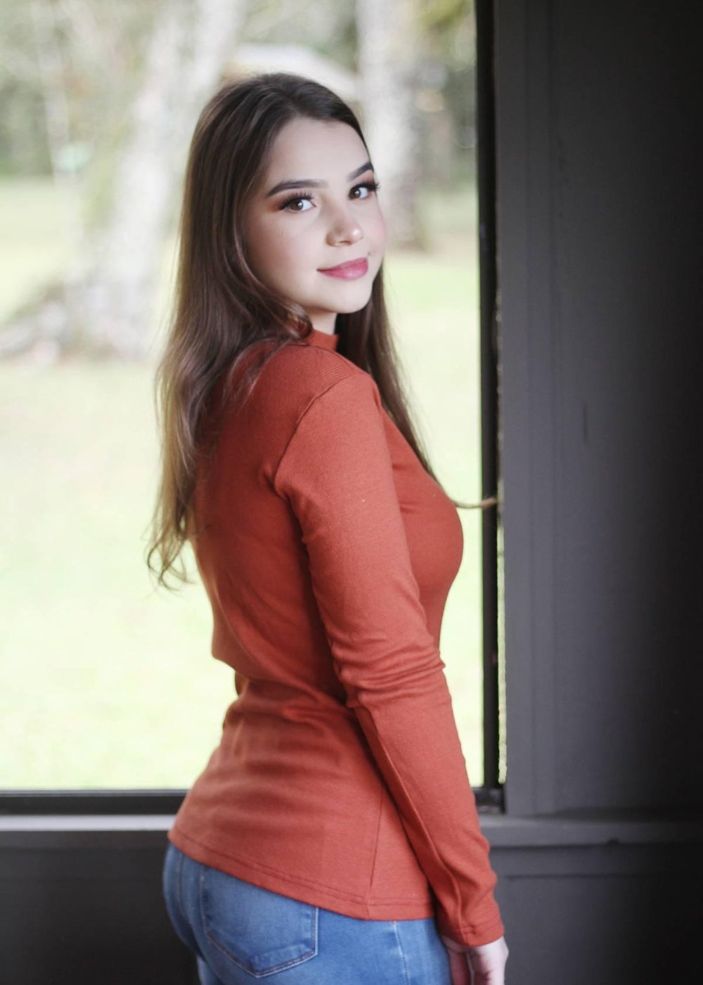 Blusa Feminina Básica Manga Longa Gola Alta