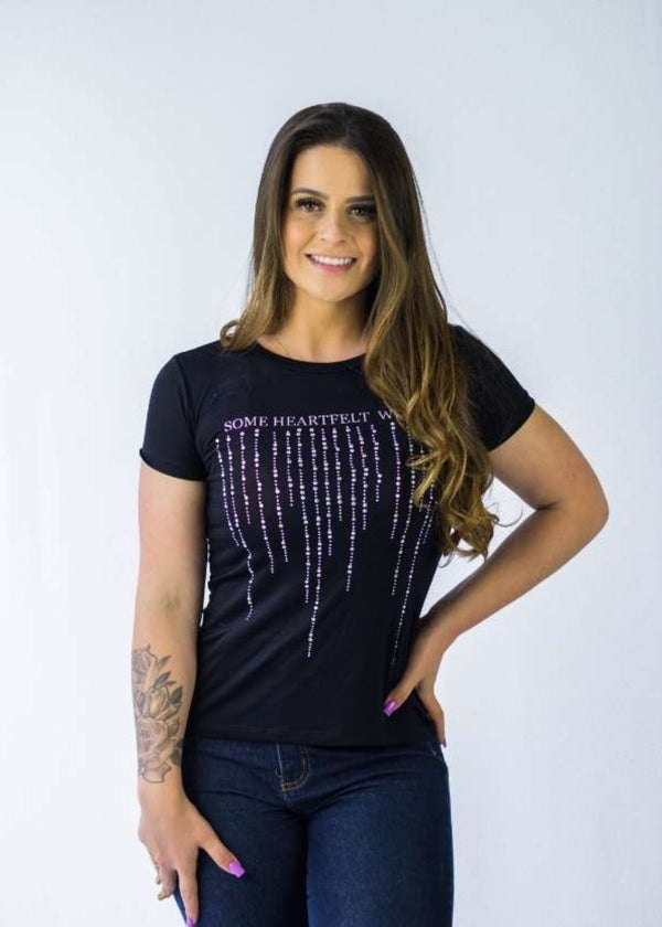 Blusa Feminina Basica Manga Curta Adulto Viscose/elastano