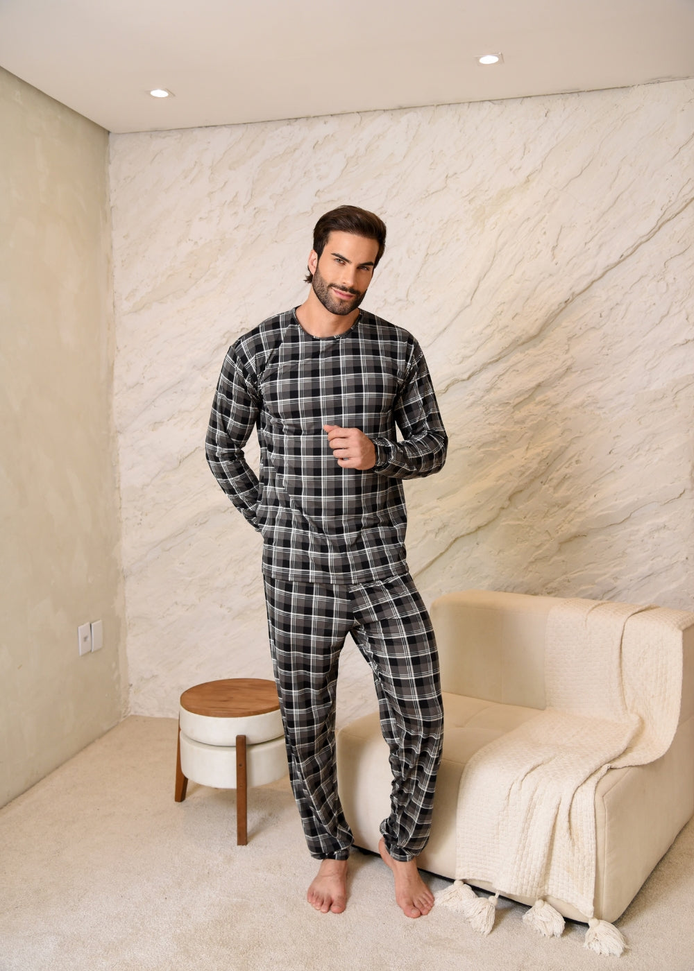 Pijama Suede Inverno Masculino Adulto