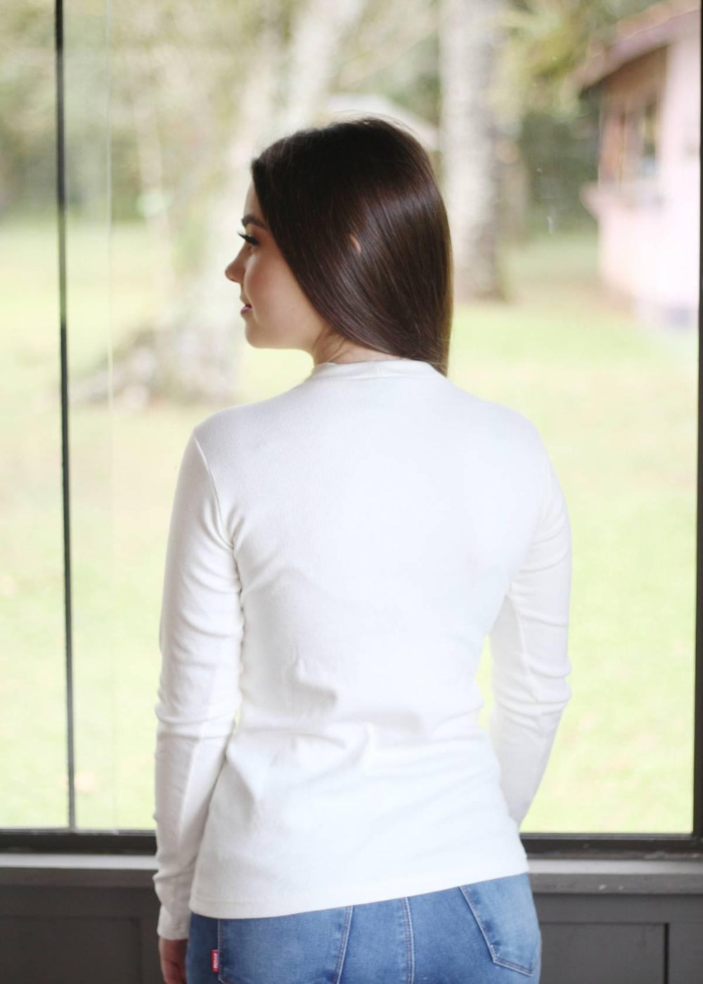 Blusa Feminina Básica Manga Longa Gola Alta