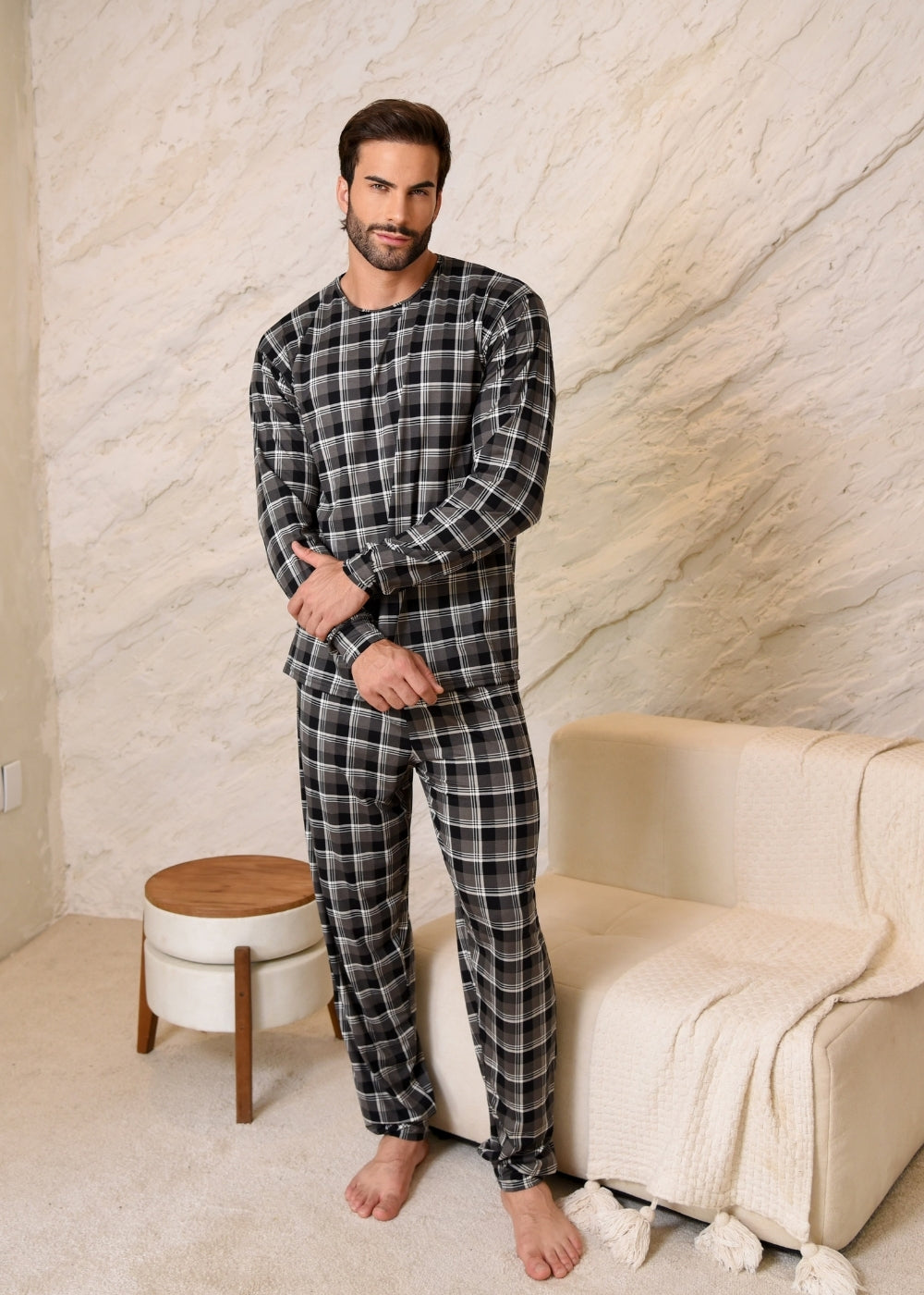 Pijama Suede Inverno Masculino Adulto