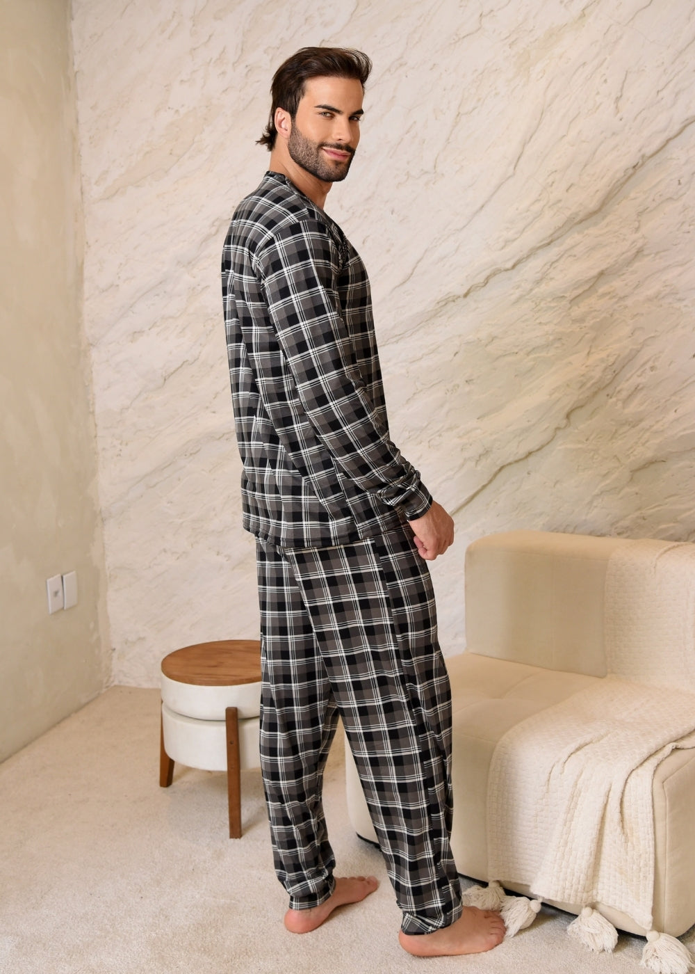 Pijama Suede Inverno Masculino Adulto