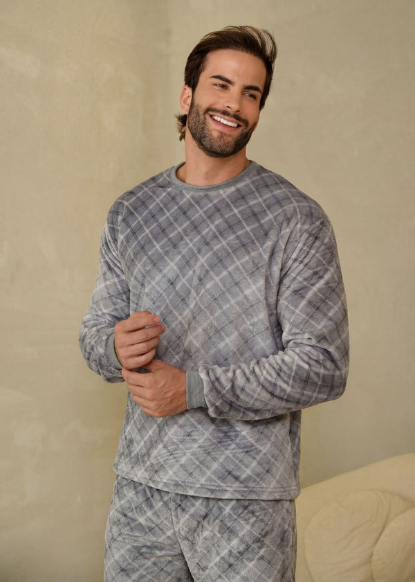 Pijama Masculino Inverno Adulto Fleece Plush Soft Quentinho New