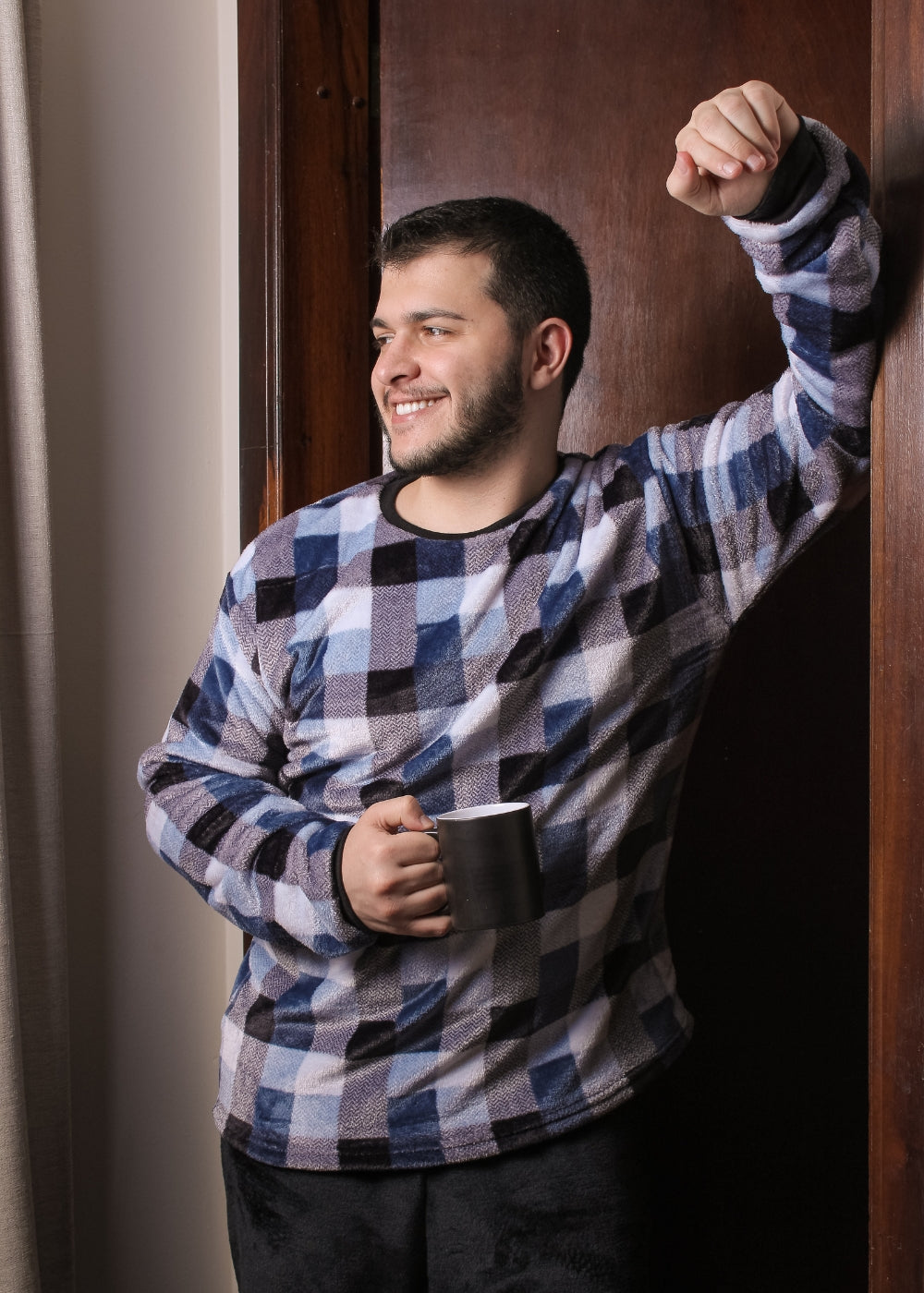 Pijama Masculino Inverno Adulto Fleece Plush Soft Quentinho.