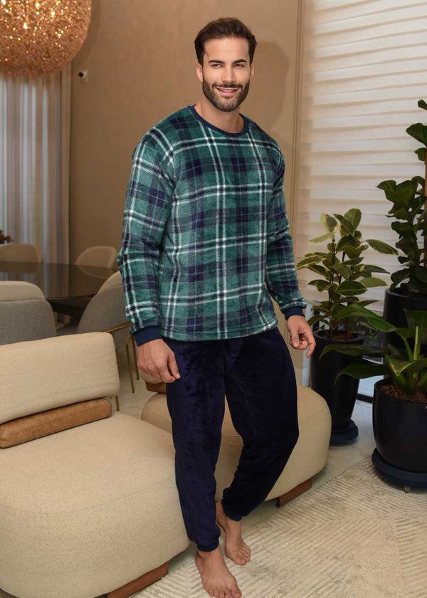 Pijama Masculino Inverno Adulto Fleece Plush Soft Quentinho New