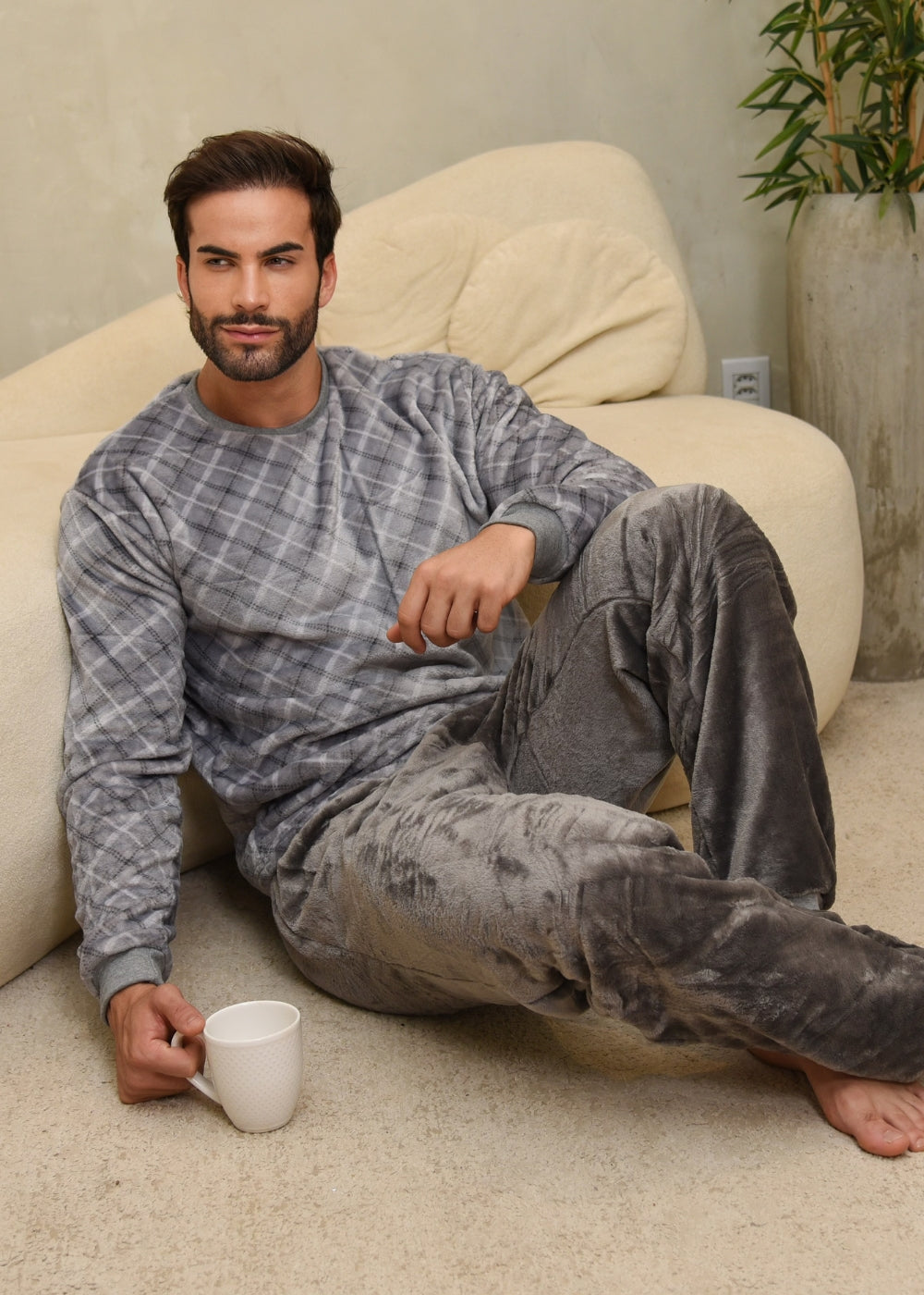 Pijama Masculino Inverno Adulto Fleece Plush Soft Quentinho.