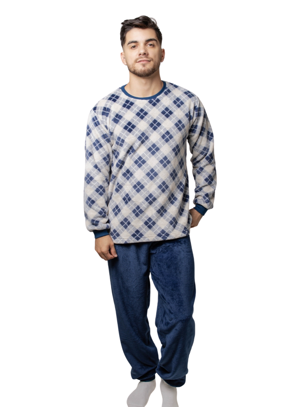 Pijama Masculino Inverno Adulto Fleece Plush Soft Quentinho.