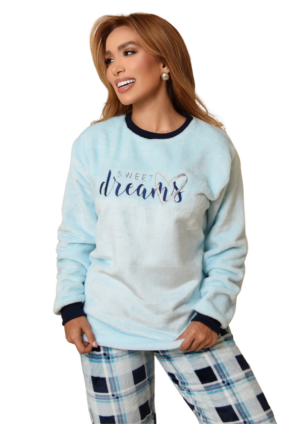 Pijama feminino Adulto Fleece Inverno Plus Size Soft Plush Longo.