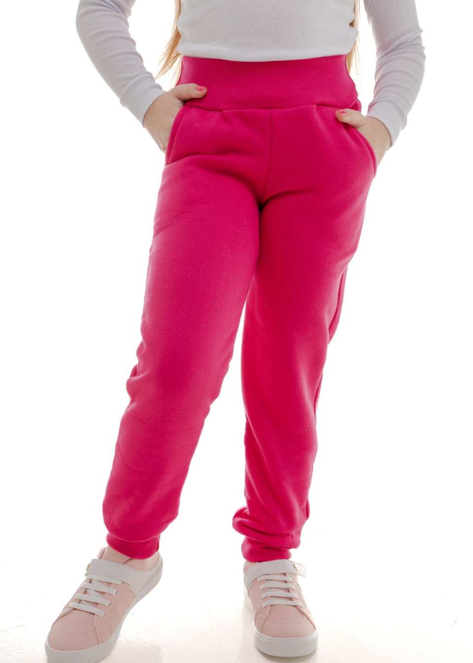 Calça Moletom Feminino Infantil Menina Juvenil Quente Para O Frio