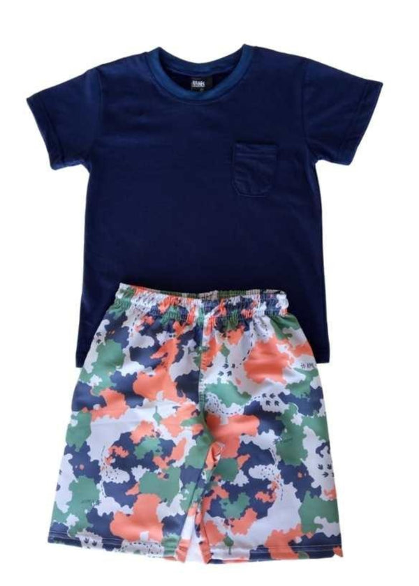 Conjunto Infantil Masculino Meninos Juvenil Camiseta 100% Algodão