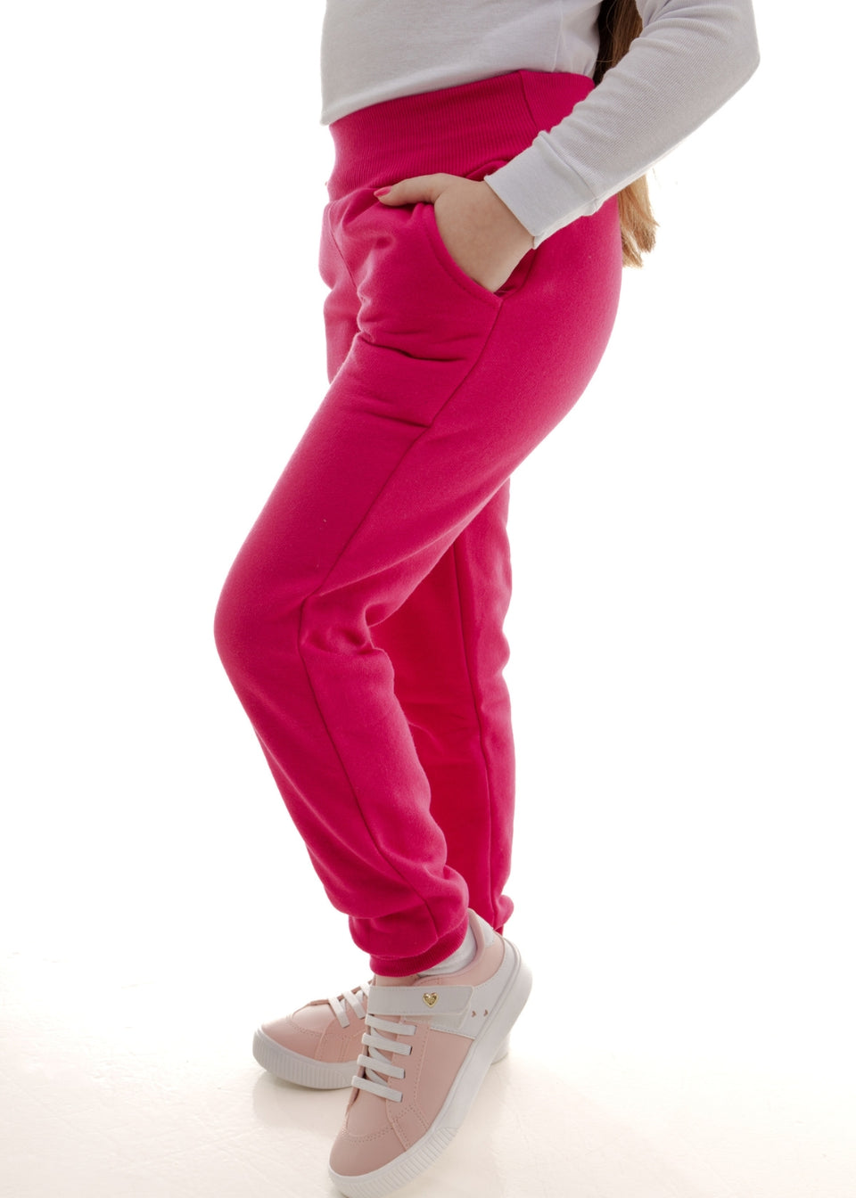 Calça Moletom Feminino Infantil Menina Juvenil Quente Para O Frio