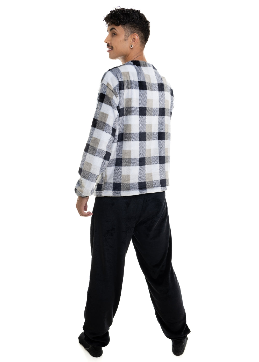 Pijama Masculino Inverno Adulto Fleece Plush Soft Quentinho.
