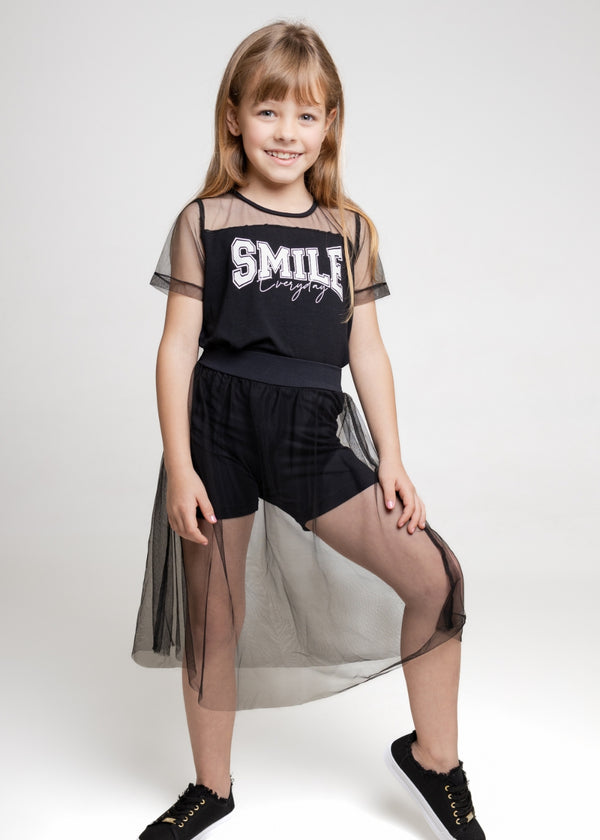 CONJUNTO INFANTIL MENINA SHORT SAIA MENINAS FEMININO ALGODÃO