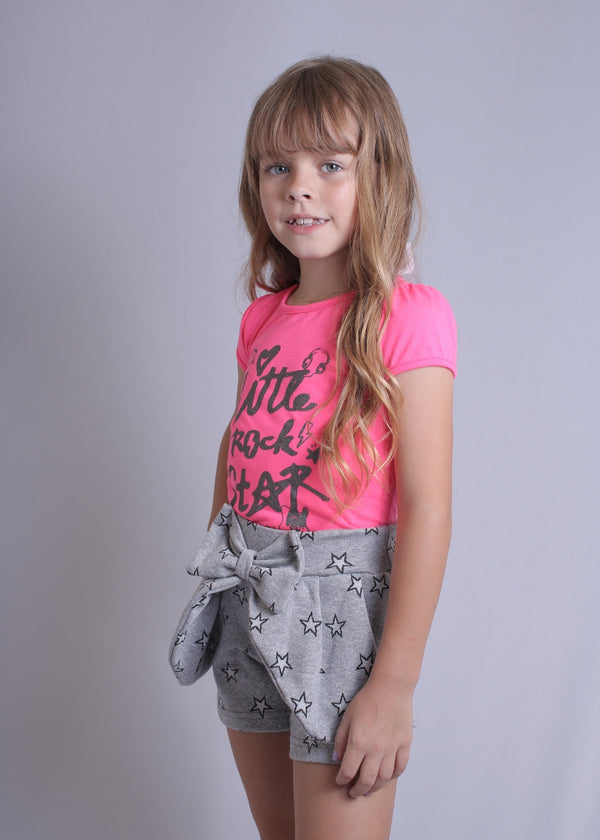CONJUNTO INFANTIL MENINA SHORT SAIA MENINAS FEMININO ALGODÃO
