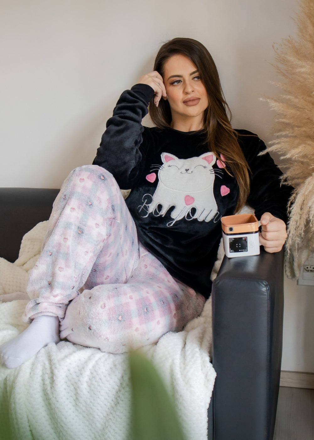 Pijama Feminino Adulto Fleece Inverno Plus Size Soft Plush Longo