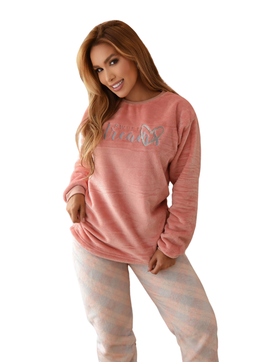 Pijama feminino Adulto Fleece Inverno Plus Size Soft Plush Longo.