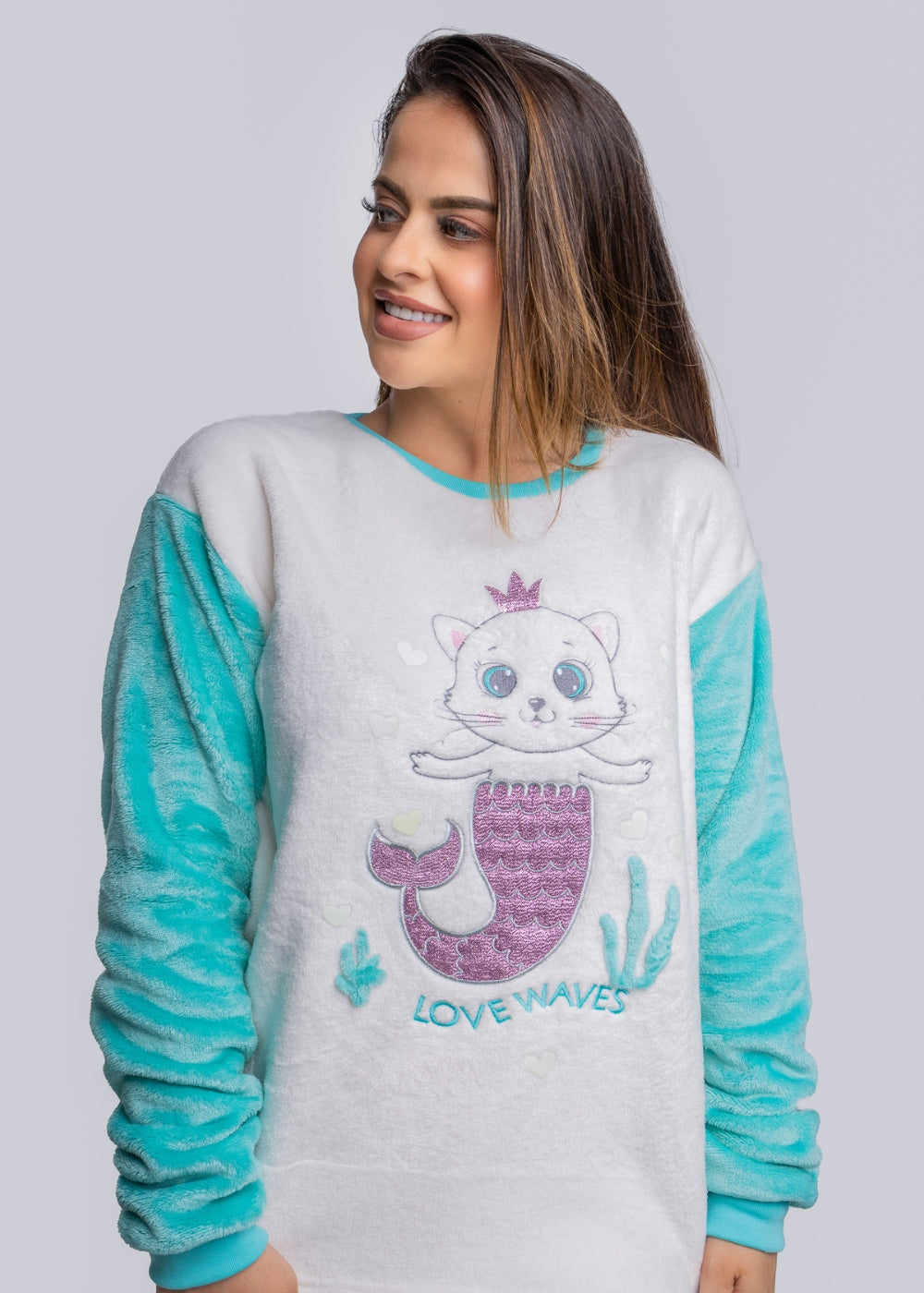 Pijama Feminino Adulto Fleece Inverno Plus Size Soft Plush Longo