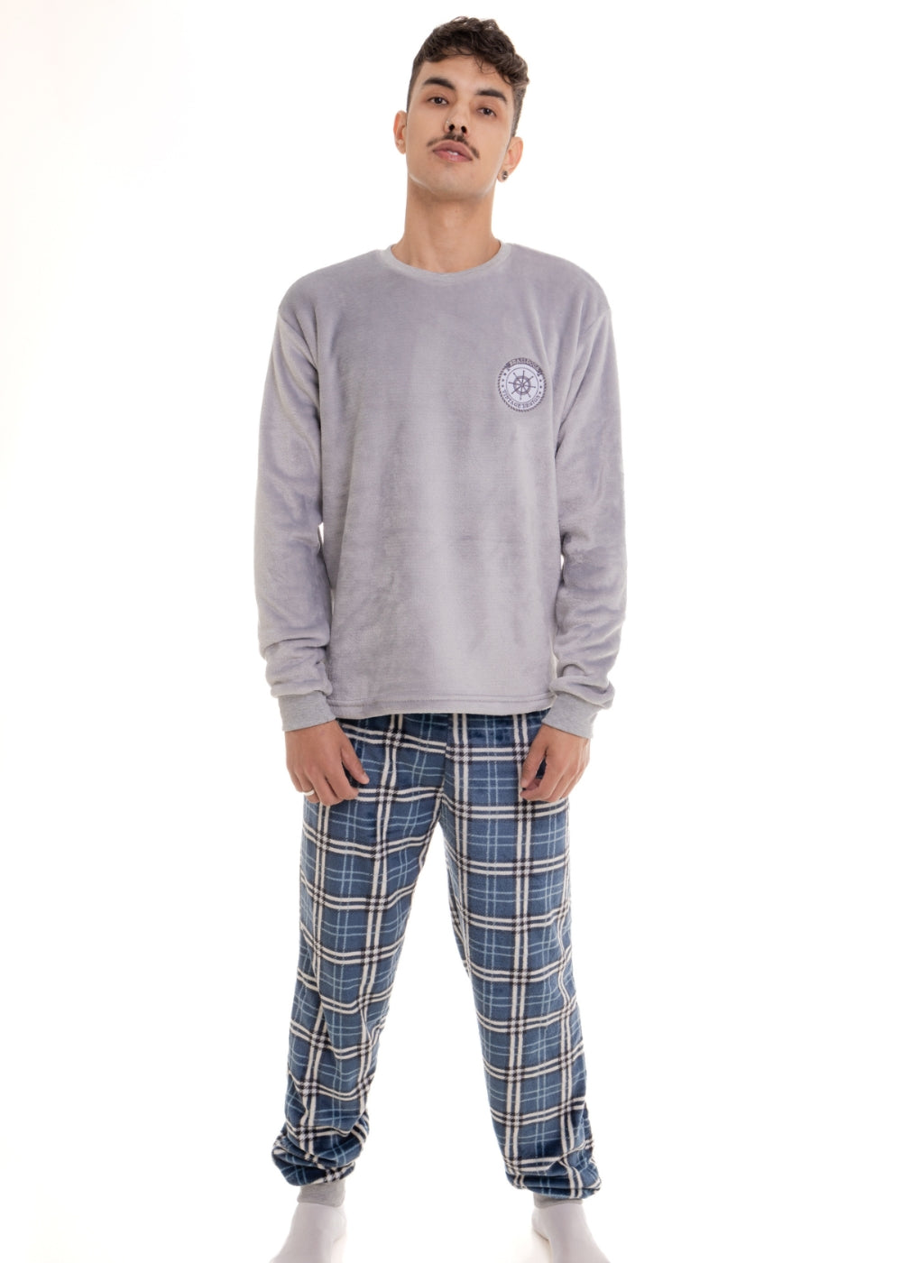 Pijama Masculino Inverno Adulto Fleece Plush Soft Quentinho.