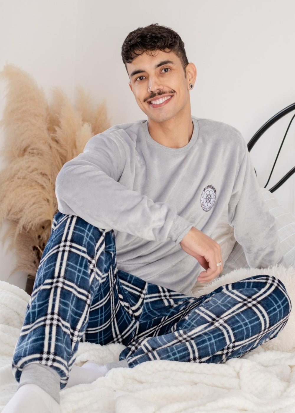 Pijama Masculino Inverno Adulto Fleece Plush Soft Quentinho.