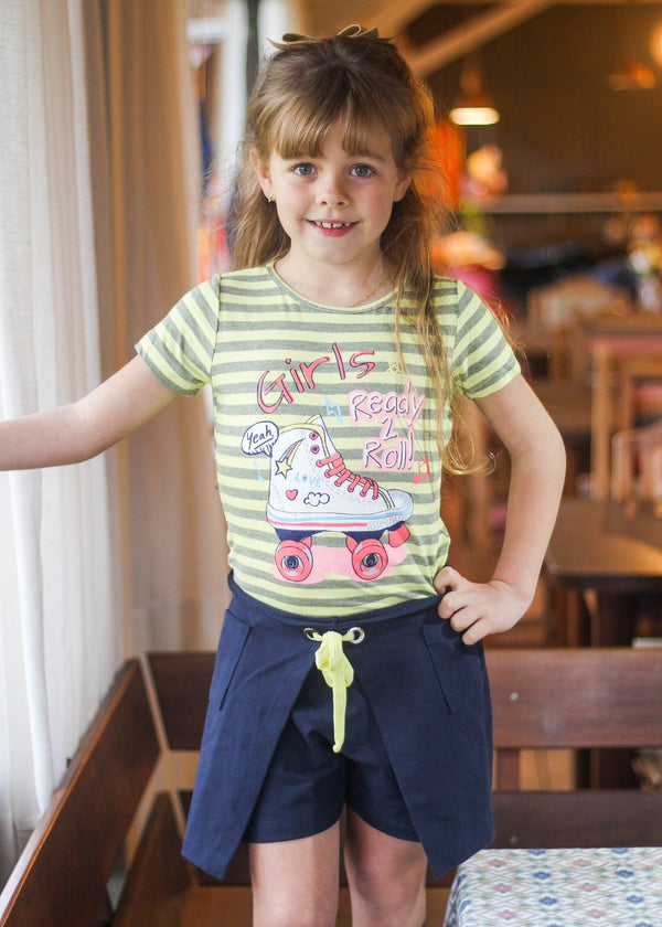 CONJUNTO INFANTIL MENINA SHORT SAIA MENINAS FEMININO ALGODÃO
