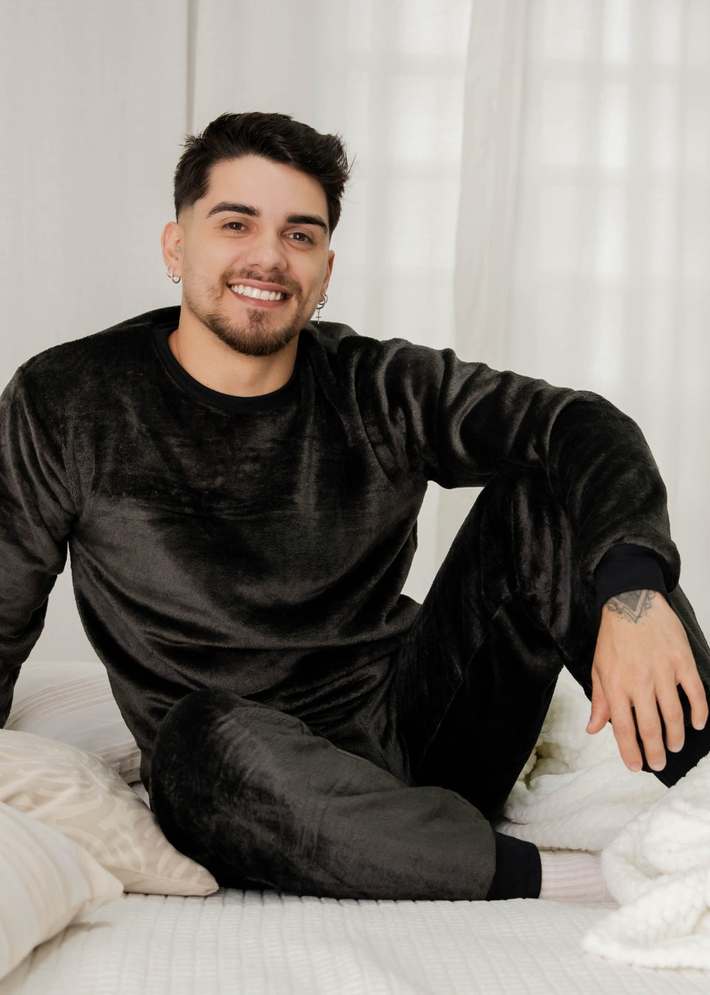 Pijama Masculino Inverno Adulto Fleece Plush Soft Quentinho.