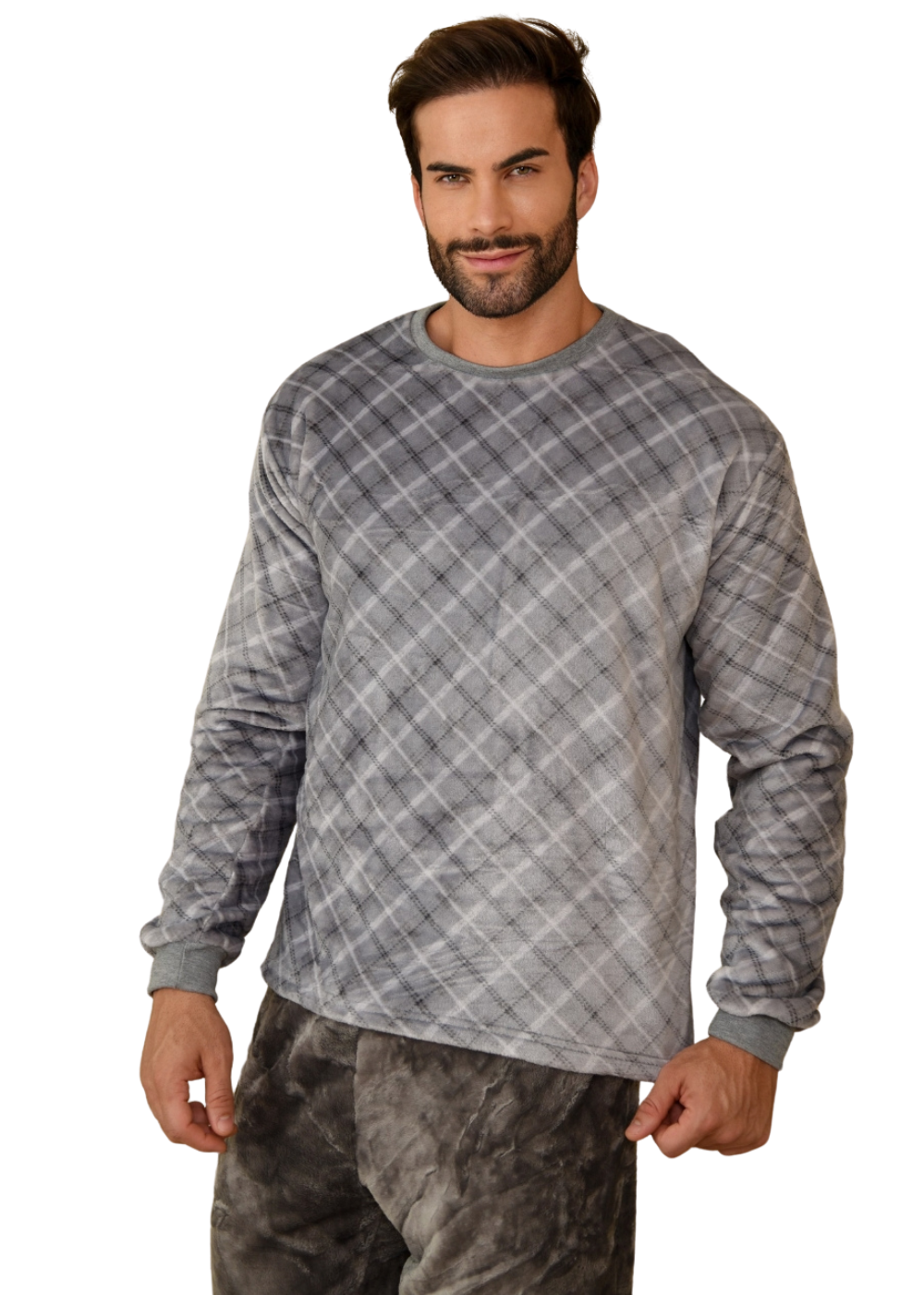 Pijama Masculino Inverno Adulto Fleece Plush Soft Quentinho.