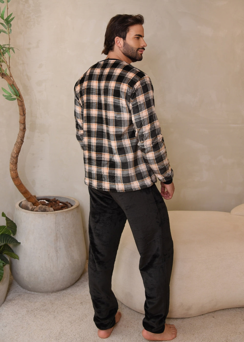 Pijama Masculino Inverno Adulto Fleece Plush Soft Quentinho.