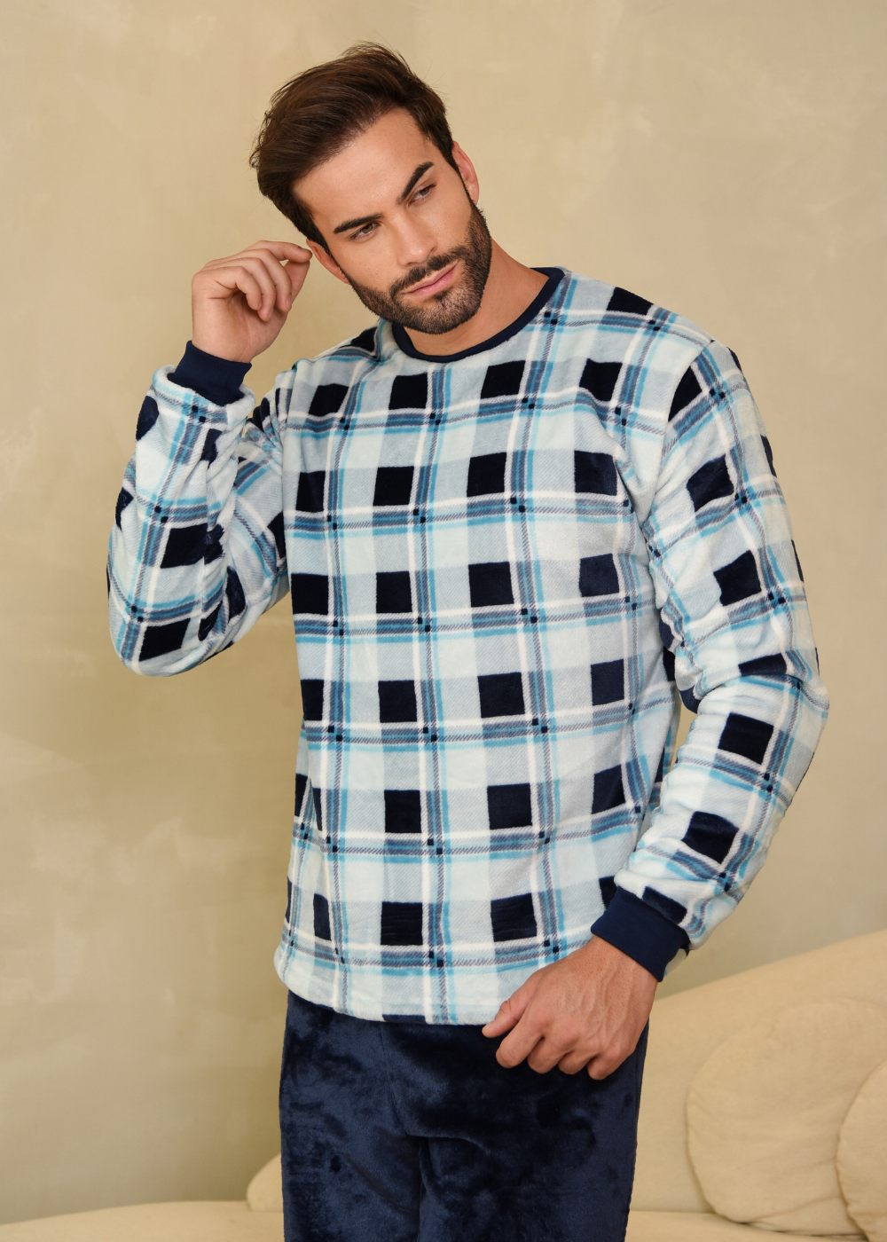 Pijama Masculino Inverno Adulto Fleece Plush Soft Quentinho.