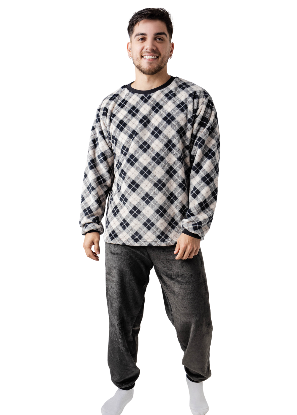 Pijama Masculino Inverno Adulto Fleece Plush Soft Quentinho.